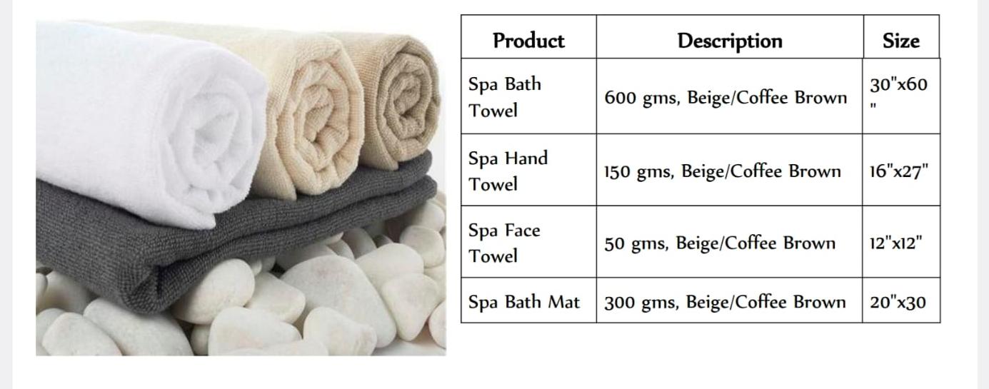 Spa bath towels hand towels face towels and bath mats